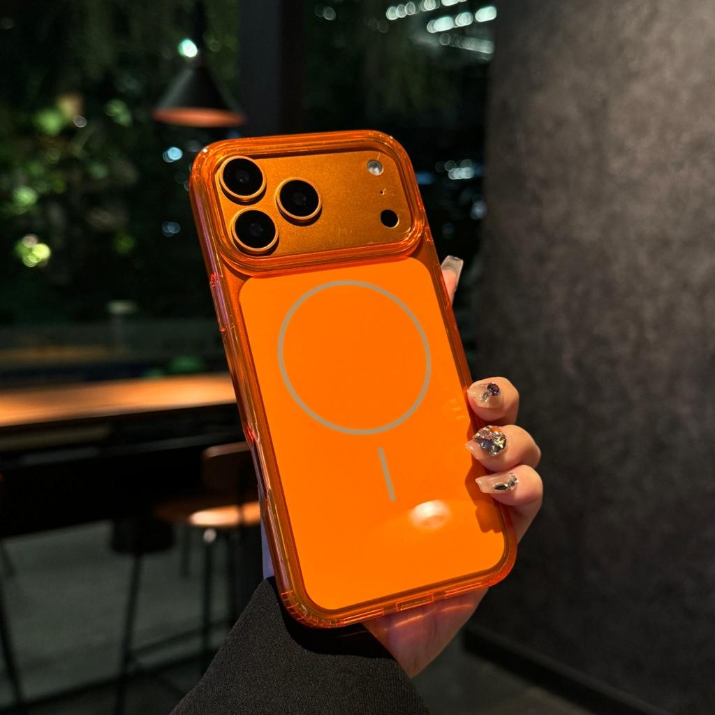 Official Orange Color Backboard For Magsafe Magnetic Phone Case For iPhone 17 Air Pro Max Four-corner Anti-fall Shockproof Cover