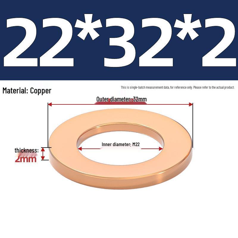 Marine Instrument Copper Gasket Ring: Pure Red Copper Sealing Washer, M3-M60mm.