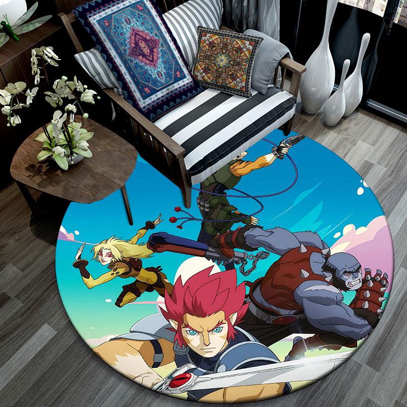 ThunderCats,Round Area Rug,Carpet Rug for Living Room Bedroom Sofa Playroom Decor,Non-slip Floor Mat