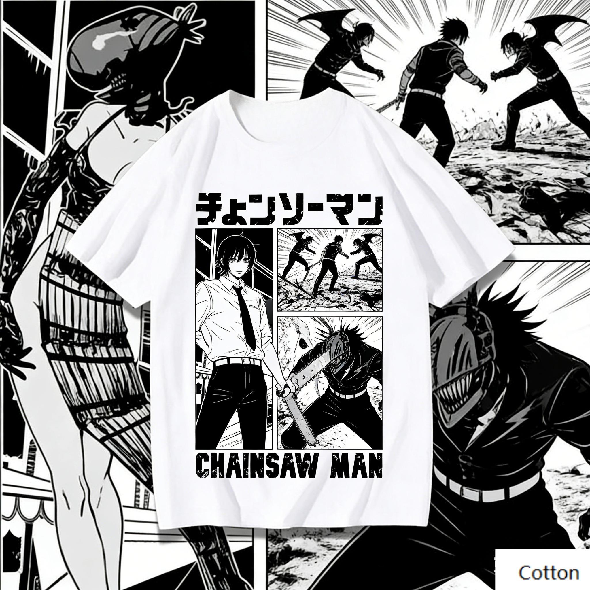 Dark Shonen Manga T-Shirt Man Denji Devil Form Print Soft Cotton Casual Unisex Tee Anime Fan Graphic Tee S разноцветный