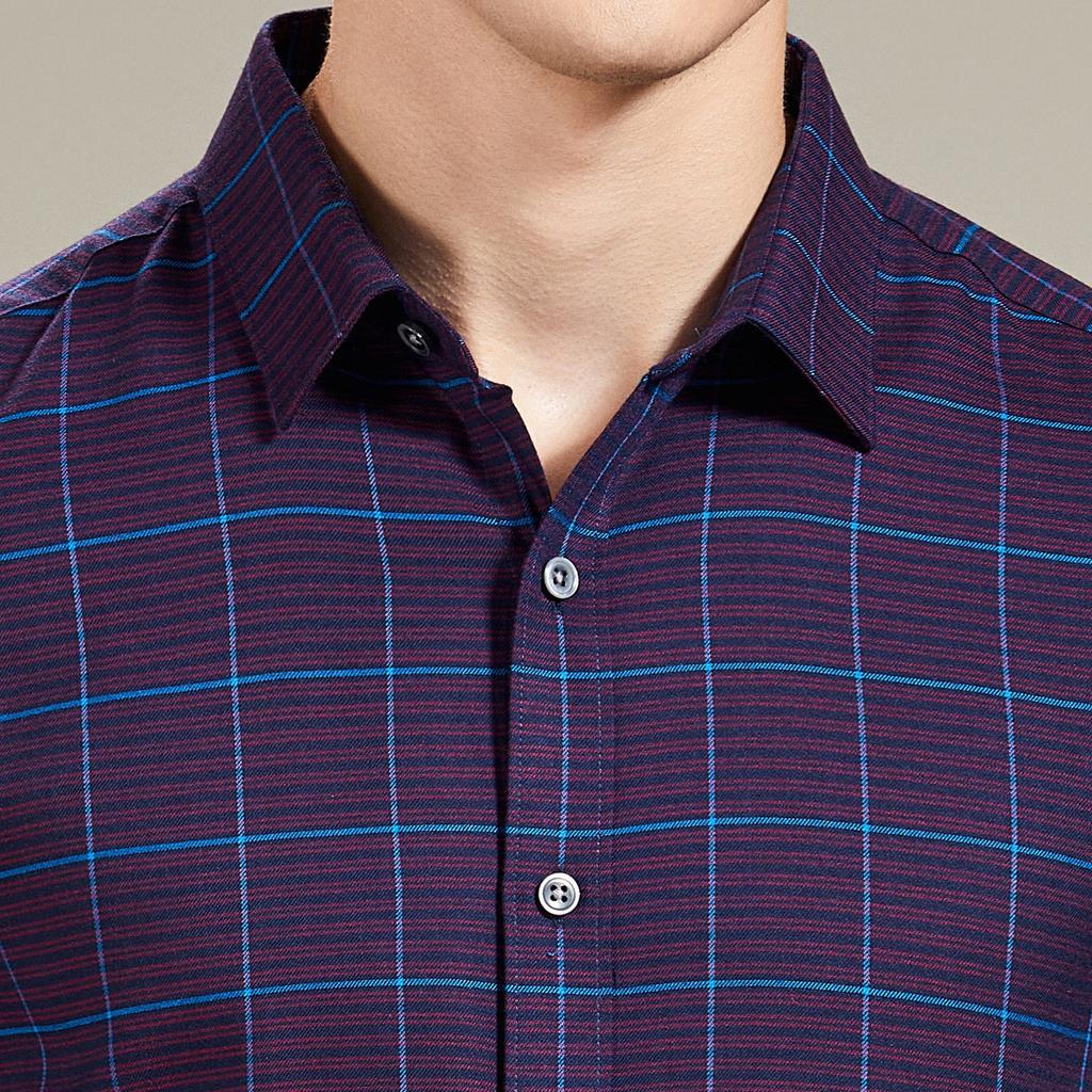 [Color Woven Plaid&wool Containing] Spring and Autumn Long Sleeved Shirt for Men, Comfortable, Breathable, Easy To Maintain, Business Casual Shirt
