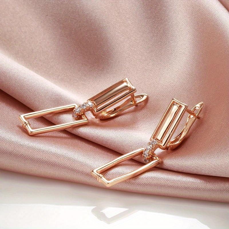 Cercei cu zirconiu pătrat și geometric pentru femei Bijuterii de nuntă de lux Cercei vintage de culoare aurie