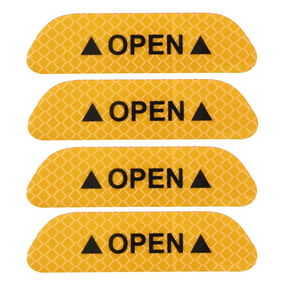 Car Open Door Sticker Door Stickers Open Sign Safety Sticker Reflective Night Warning Tape 4Pcs Decal Accessories
