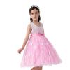 2026 Girls' Frozen Princess Mesh Dress with Bow & Cartoon Print