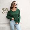 Women S Twisted Off Shoulder V Neck Loose Long Sleeve Knit Sweater