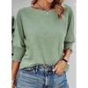 2025 Herbst Modisches Lockeres Rundhalsfarbiges Baumwollbündchen Dreiviertelarm T-Shirt