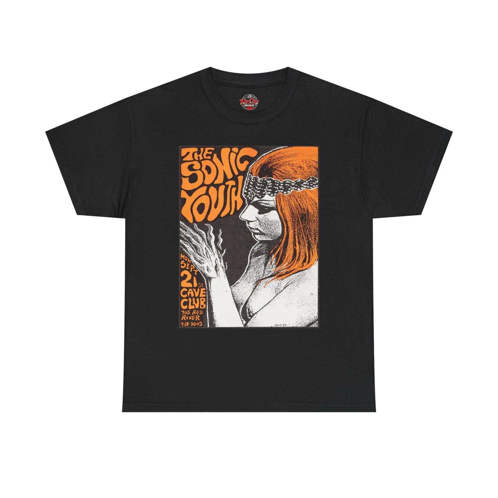 Sonic Youth Sep 21 Cave Club Austin Texas Retro Concert Poster T-Shirt L