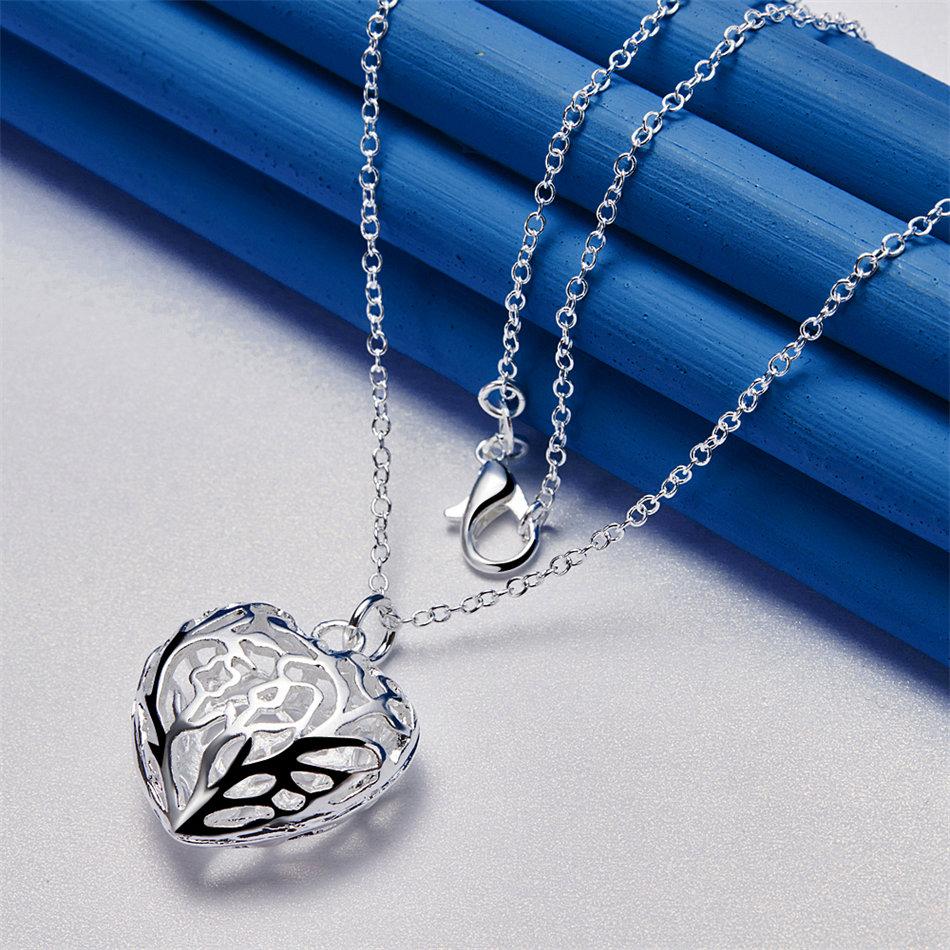 925 Sterling Silver 16-30 Inch Exquisite Heart-shaped Hollow Pendant Necklace, Women's Jewelry Gift, Fashionable Wedding