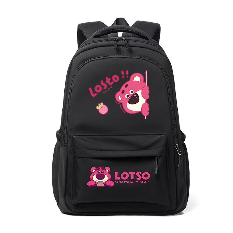 New LOSTO Strawberry Bear Printed Cartoon High-value Primary School Schoolbag Ultra-light Decompression Large Capacity