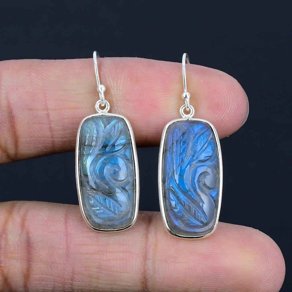 Bloddstone Gemstone Earrings Solid 925 Sterling Silver Handmade Earrings Jewelry Gift For Women And Girls E-2020