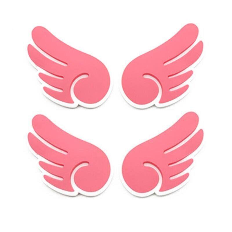 Creative Car Door Anti-Collision Stickers, Car Anti-Collision Strips, Cute Wing-Shaped Anti-Scratch Decorative Strips, Car Exterior Decorations Pink Wings Anti-Collision Strips (Pack of Four)