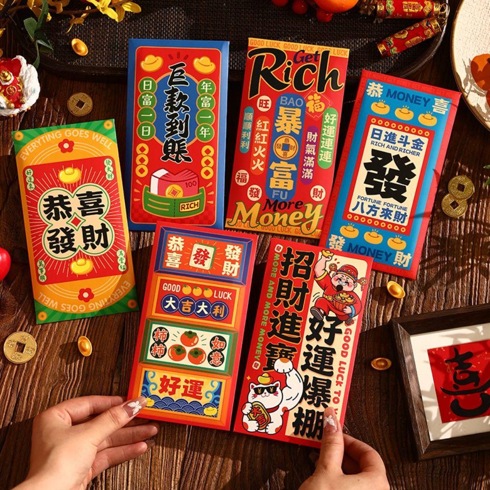 Cartoon 2026 Red Envelopes Chinese Style Money Bag Gift Bag Red Packet  Spring Festival