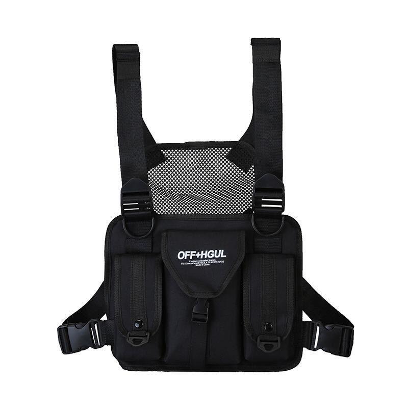 Trendy Reflective Tactical Vest Backpack - Unisex Hip-Hop Style Chest Bag