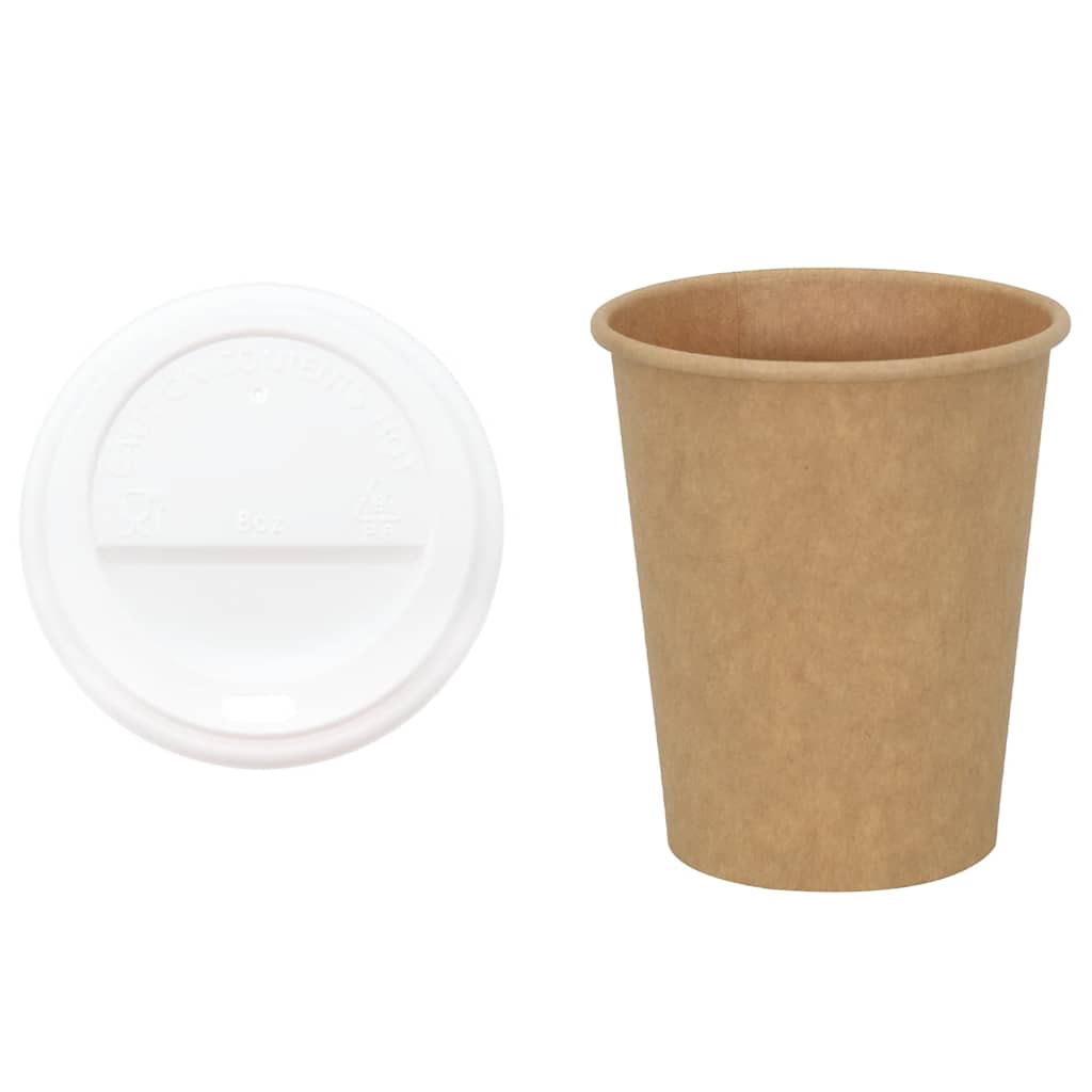 Vidaxl Papierowe Kubki Z Pokrywkami, 1000 Szt., 8Oz, 200Ml