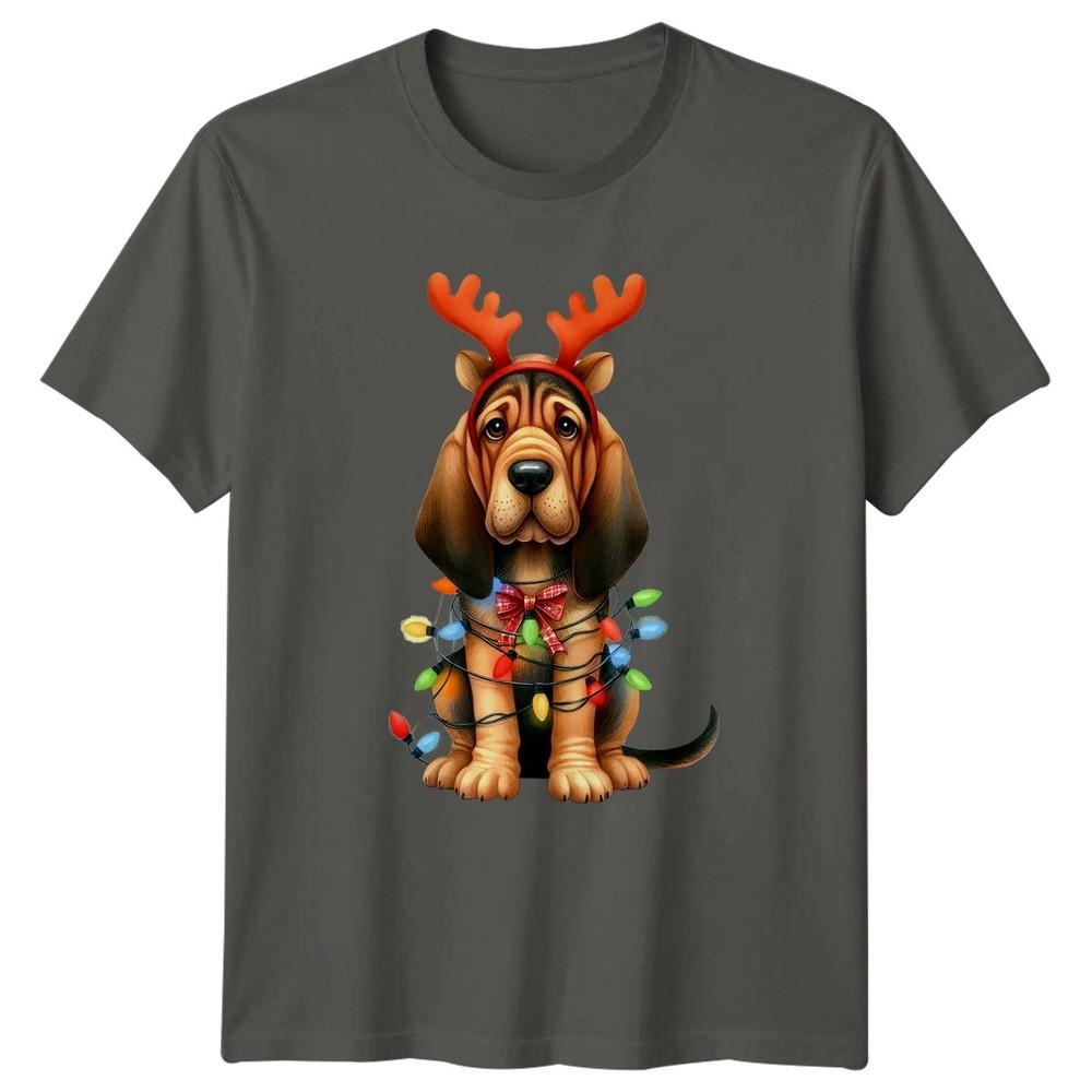 Christmas Dog Reindeer Antlers Lights Holiday Unisexs TShirt Unisexs Graphic Tee S
