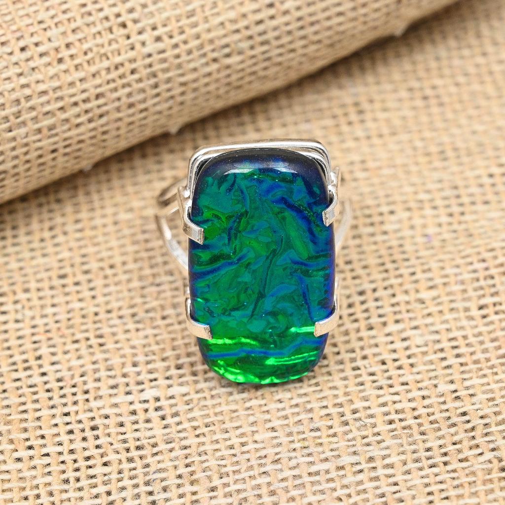 Gemma Opale Triplet Verde Gioiello Fatto a Mano in Argento Sterling Massiccio 925 Anello Anniversario Per Lei