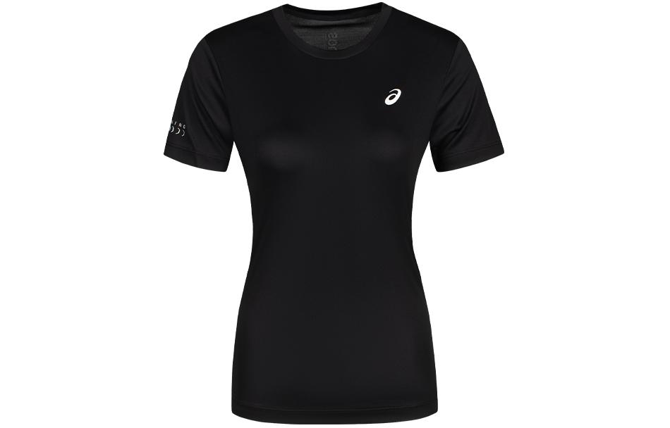Женские черные футболки ASICS с круглым вырезом, умеренного прямого кроя 2012C728-001 L