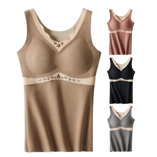 Bottoming Vest Warm Thermal Inner Wear with Built-In Bra Seamless Design Soft Touch Comfortable Layering Winter Undershirt