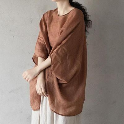 Grote Maten Dames Vleermuis Halve Mouw Blouses Zomer Losse Tops Casual Oversized Shirts