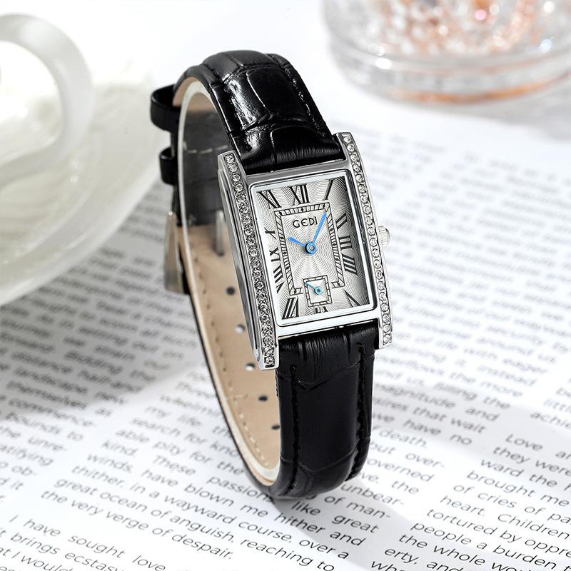 Retro Style Temperament Small Square Watch Niche High Sense Student Watch Women'S Belt Quartz Watch