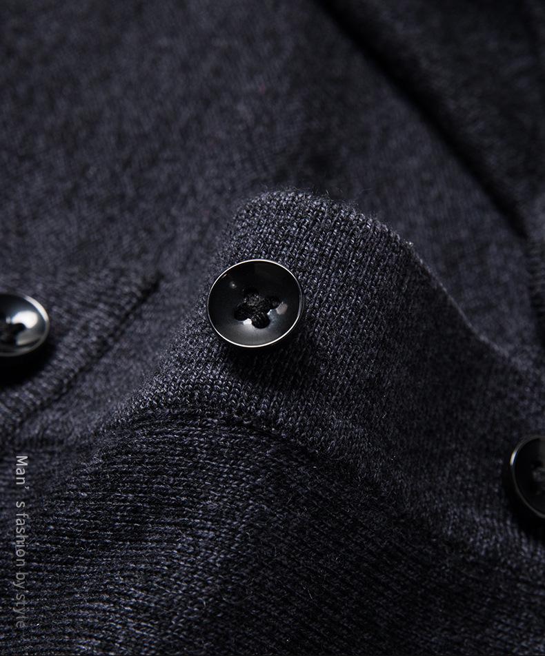 Men's Merino Wool Turn-Down Collar Sweater, Solid Color, Long-Sleeve, 2024 Autumn Collection