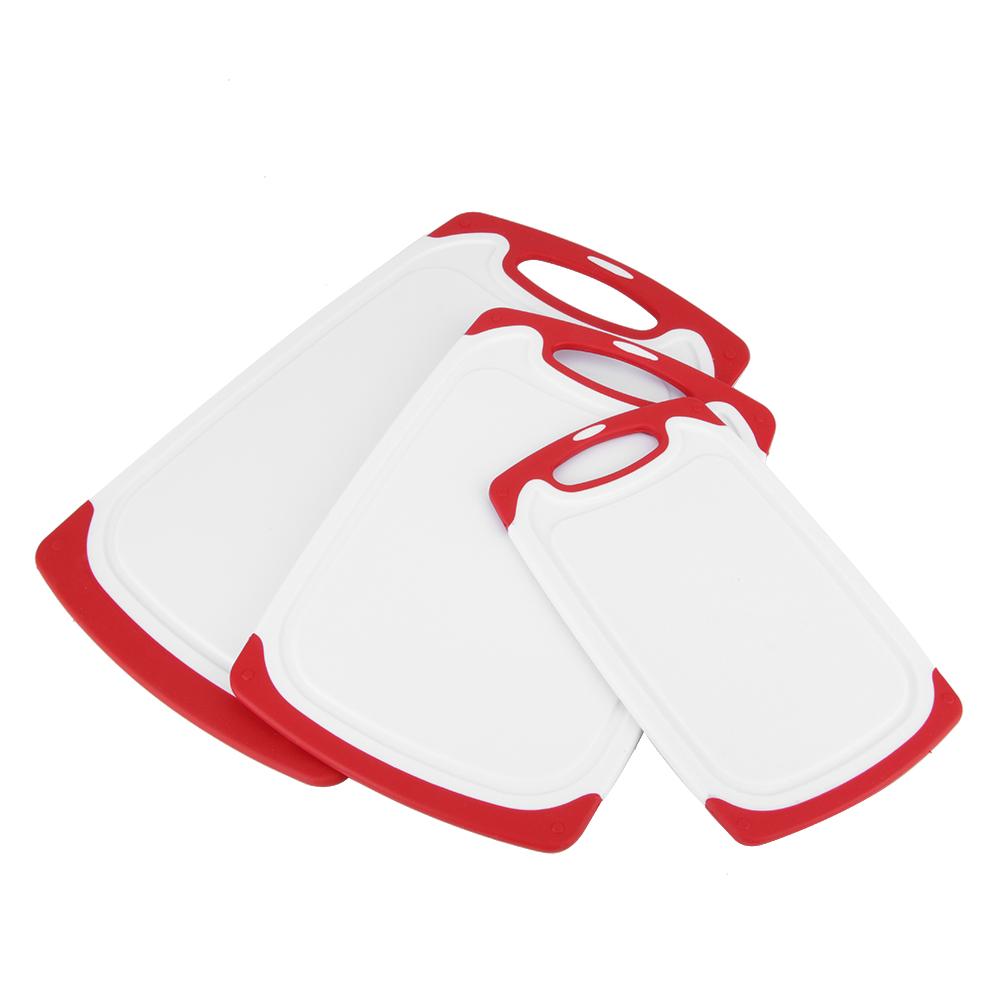 3 szt. Trwałe, antypoślizgowe deski do krojenia owoców i warzyw do użytku domowego kuchennego(Czerwony )