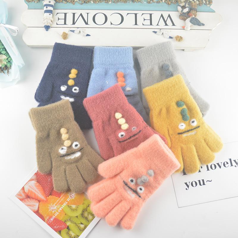

Зимние новые детские трехмерные милые перчатки, студенческие теплые и холодостойкие плюшевые перчатки с полными пальцами для письма average size