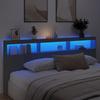 LED Headboard with Shelves Black 220 x 17 x 102 cm
