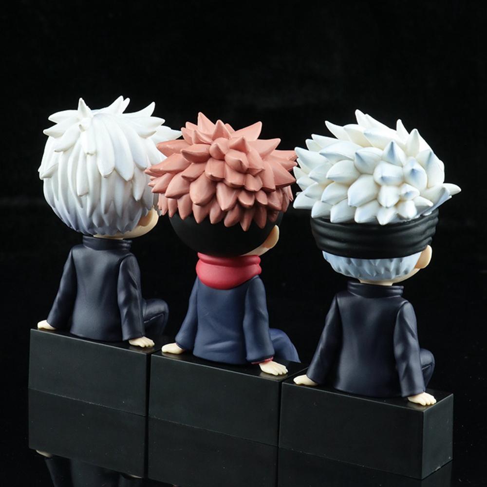 11CM 3Pcs Anime Jujutsu Kaisen Figure Itadori Yuji Satoru Gojo Sitting Model Toy Doll Gift Collection Action Figure PVC