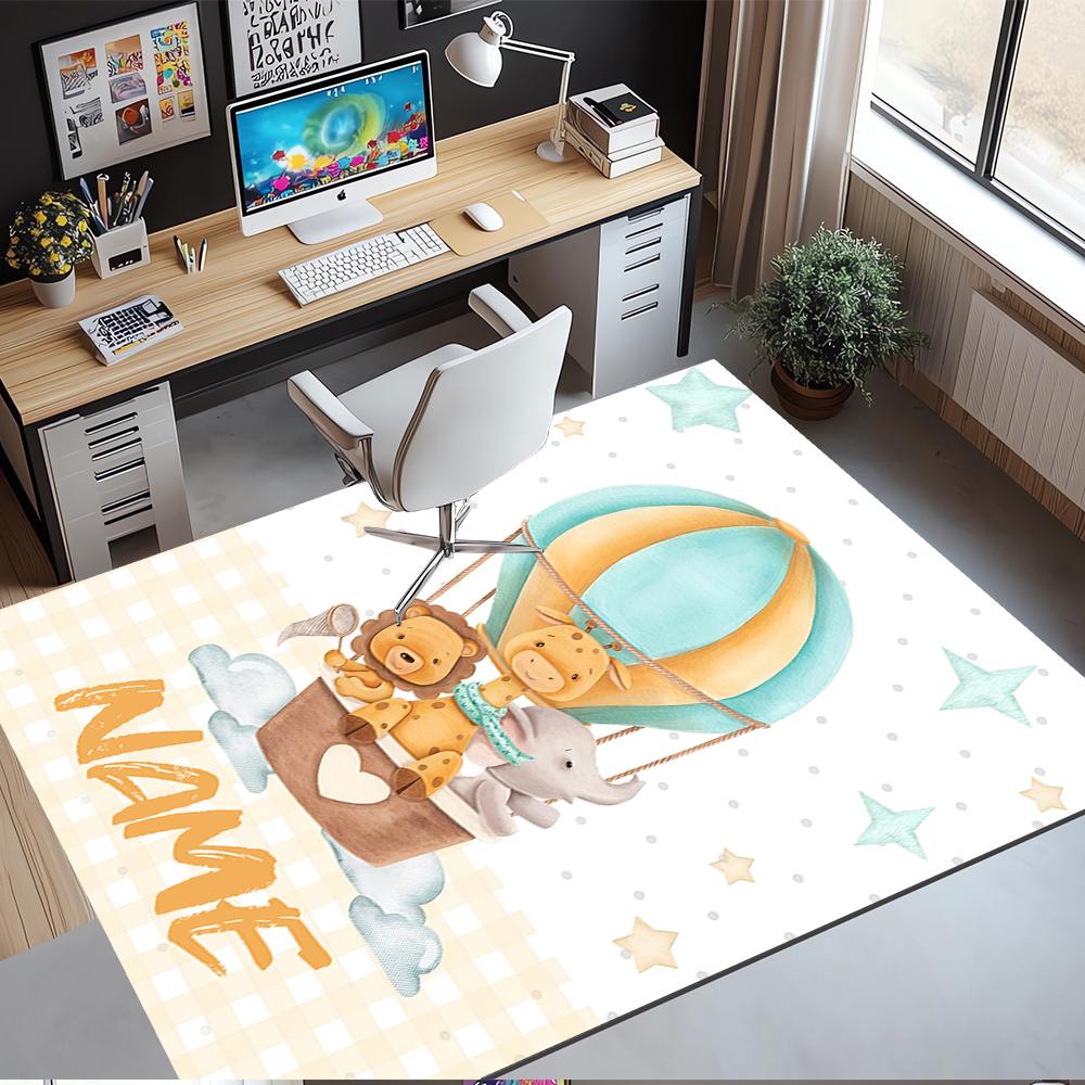 Custom Name Animals Printed Carpet,Rug for Office Chair Living Room Bedroom Kitchen Room Decor Gifts.