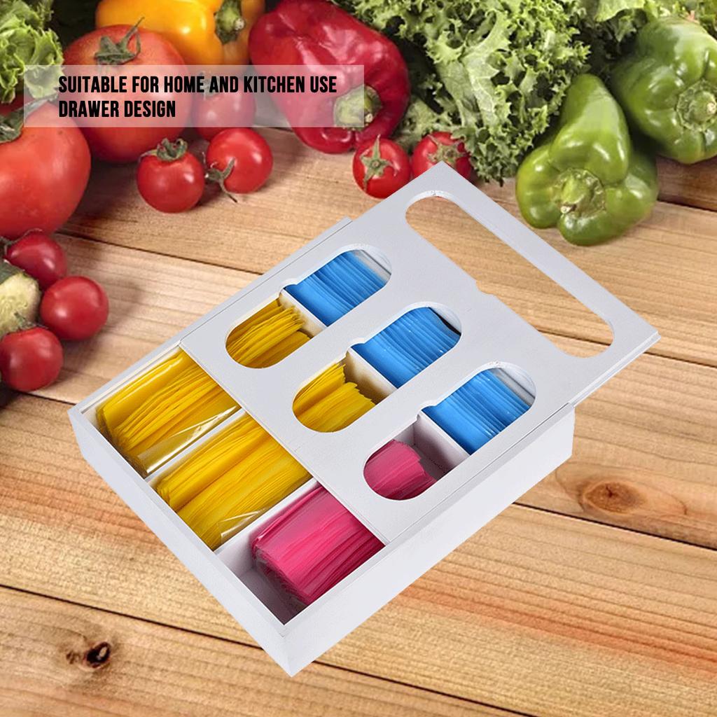 Food Storage Bag Container Bamboo Polished  Drawer Design Food Bag Storage Box for Kitchen Home