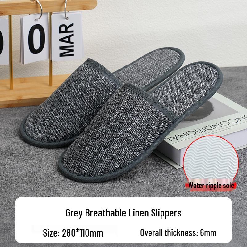 

Нескользящие тапочки из кораллового флиса для гостиниц и гостевых домов Breathable Cotton Linen - 6mm Slippers [Gray]