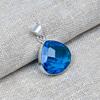 Blue Topaz Natural Gemstone Jewelry  Handmade Pendant  925 Solid Sterling Silver For Wedding Gift