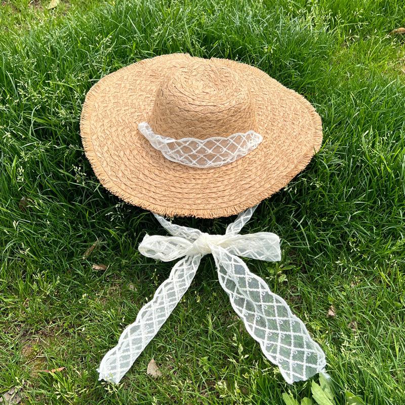 

Соломенная шляпа Детская летняя солнцезащитная шляпа от солнца Шляпа с широкими полями Соломенная шляпа Универсальная милая пляжная шляпа хаки