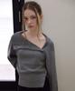 Rosefranz Fold Off Shoulder Knit [Gray]