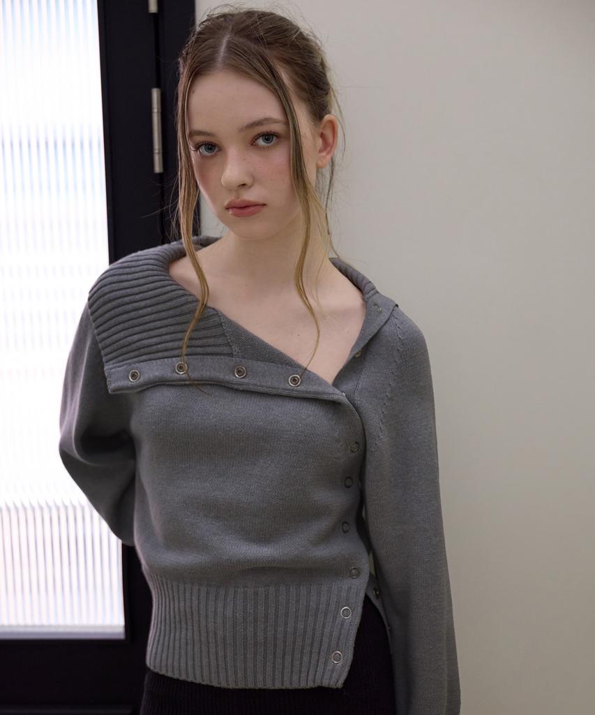 Rosefranz Fold Off Shoulder Knit [Gray]