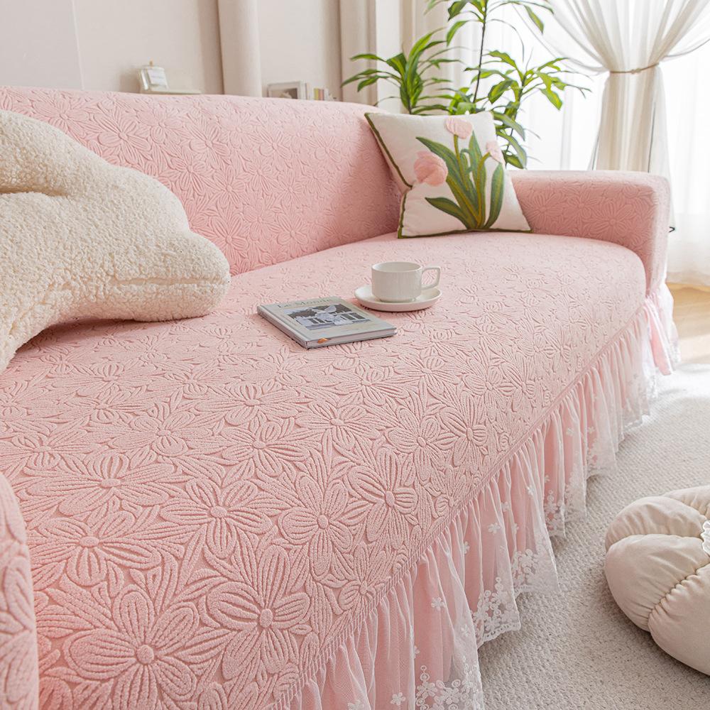 New Skirted Sofa Cover Anti Cat Scratch Elastic and Anti Slip All Inclusive Universal Set All Season Suitable Sofa Cover Cloth
