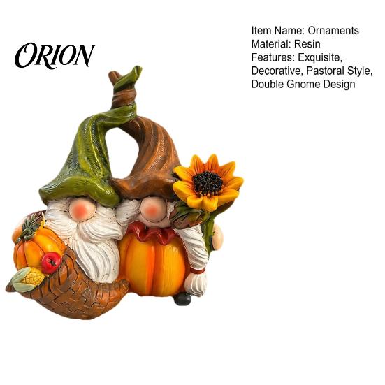 Niedliches Harz Herbst Sammlerstücke Herbst Wichtel Ornament, Ernte Figuren mit Kürbis Und Sonnenblumen Ornamenten Dekoration für Thanksgiving Halloween, Saisonal