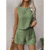 Casual Women Sleeveless Outfit Set With Button Detailing For Spring