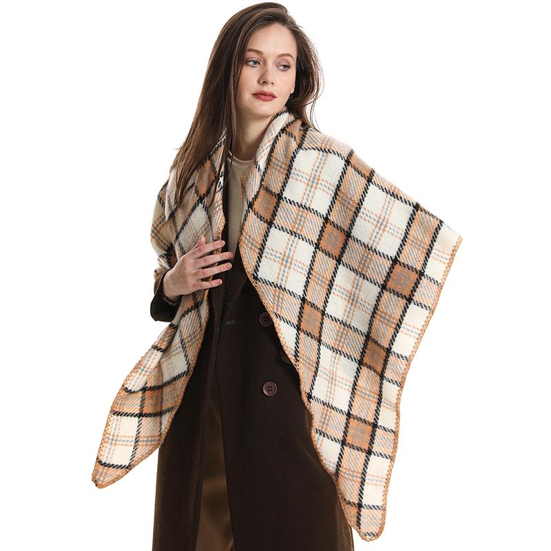 Luxury Cashmere Winter Scarves Women Triangle Pashmina Shawl Korean Pareo Cape Plaid Headscarf Wrap Lady Elegant Poncho Turban