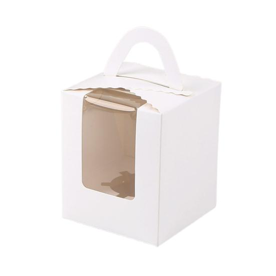 10Pcs 1 Position Handhold Cupcake Muffin Mousse Paper Packing Box Container
