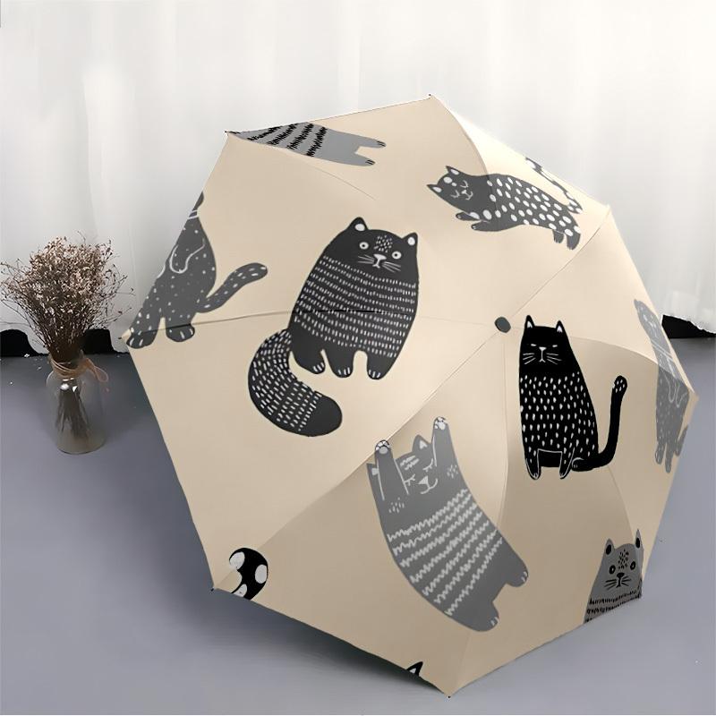1 Stück Katzenmuster Automatisches Öffnen/Schließen, Ganzjahres-Tragbarer Faltregenschirm, Reisen, Alltag, Formelle Anlässe - Kompakter Luxus-Sonnenschirm, Outdoor-Accessoire