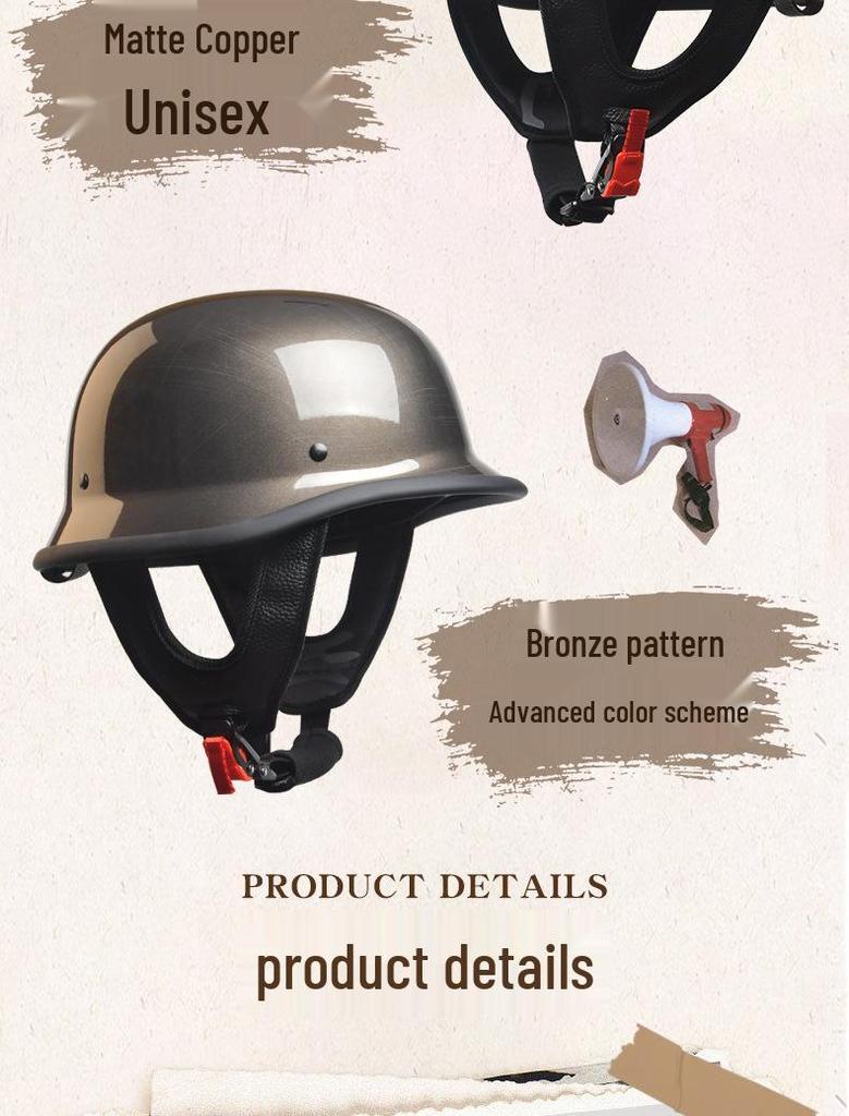 German-Style Motorcycle & Electric Scooter Safety Helmet for Men & Women - Skull Cap Design