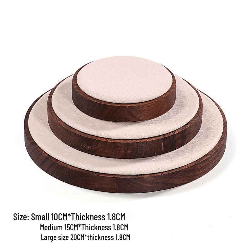Walnut Wood Microfiber Jewelry Display Set for Necklace, Ring, Earrings, and Bracelet.