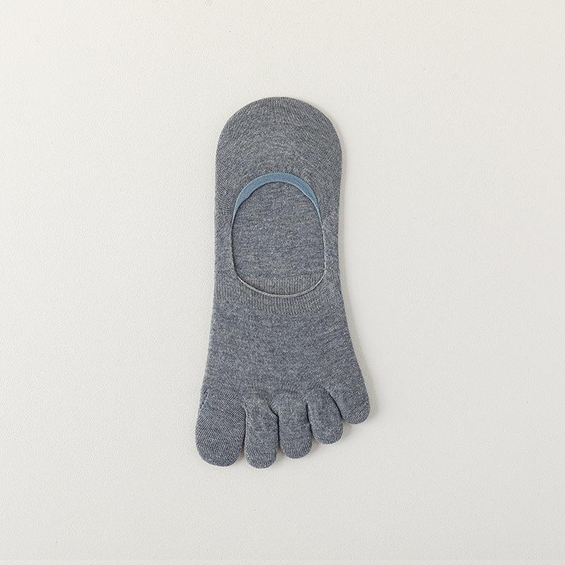 Men's Solid-color Casual Boat Socks, Spring and Summer Breathable Thin Cotton Antibacterial and Deodorizing Short Socks, Summer Toe Socks