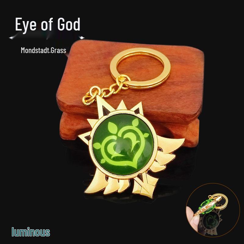 YS Dual-Sided Luminous God's Eye Glass Pendant Keychain