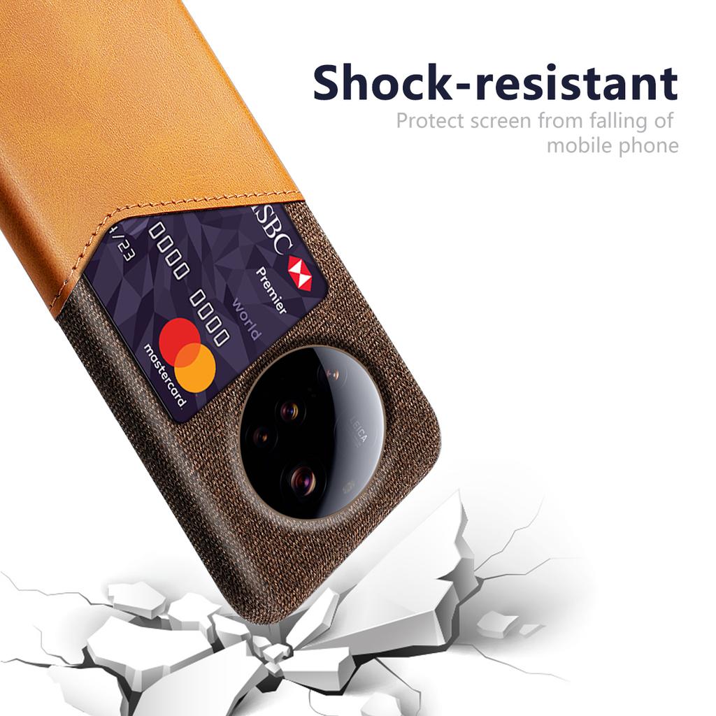 For Xiaomi 15 Ultra Case PU Leather Cloth Texture Hard PC Phone Cover with Card Holder