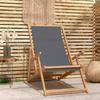 Vidaxl Folding Beach Lounger, Solid Teak Wood, Gray