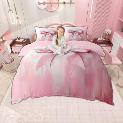 Homewish Watercolor Bowknot Duvet Cover Set 2pcs/3pcs, Girls Bow-Tie Bedding, Princess Ombre Bow Ribbon Quilt Cover Set