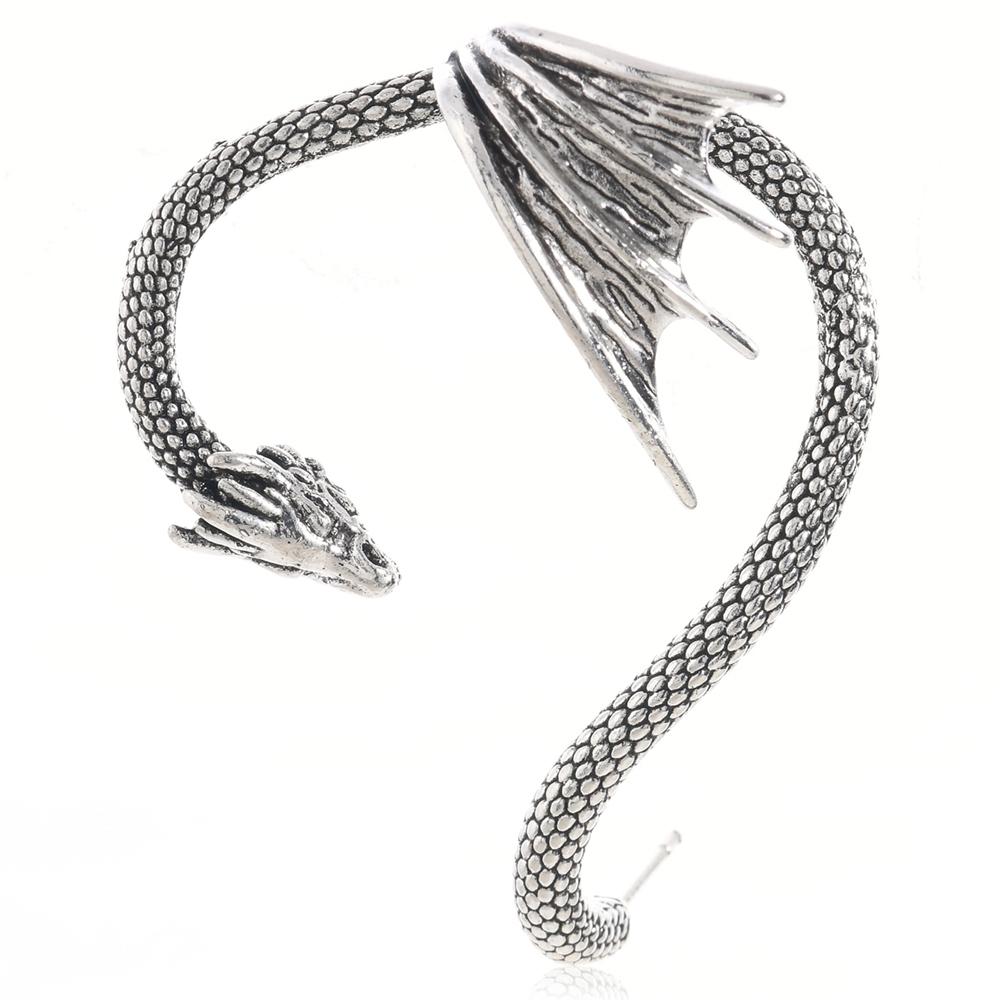 Gothic Punk Dragon Shape Earrings 2025 Trend New Design Vintage Alloy Flying Dragon Ear Cuffs Women Party Accessories
